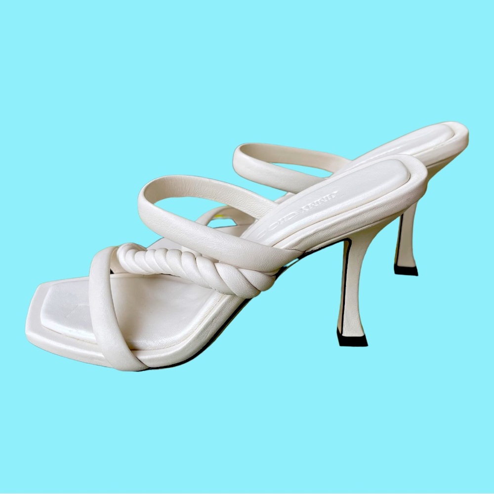 Jimmy Choo Diosa 50 Cream Leather Sandal Heel Mule size 5.5 36